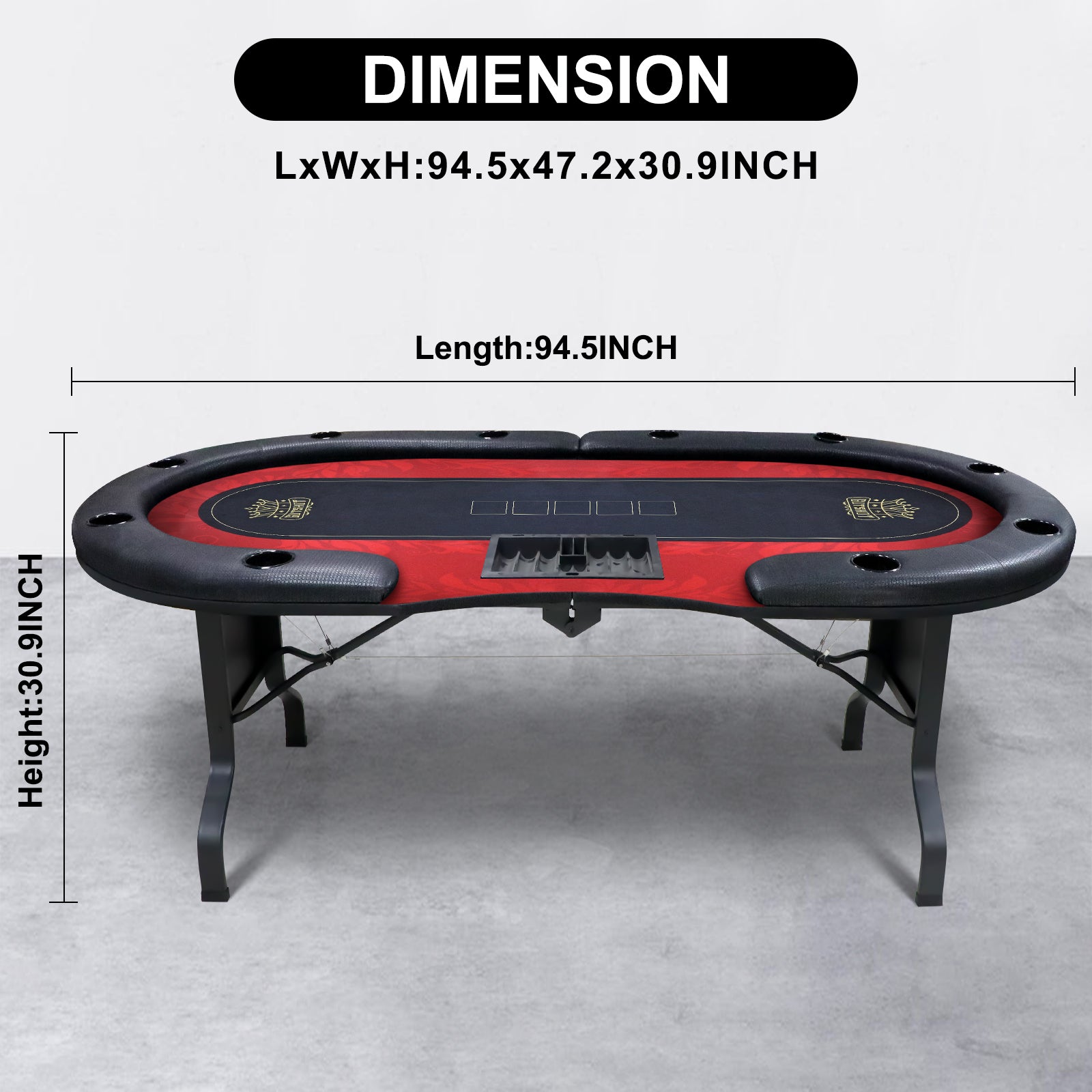 GUTSHOT 10 Player Folding Poker Table With Dealer Tray