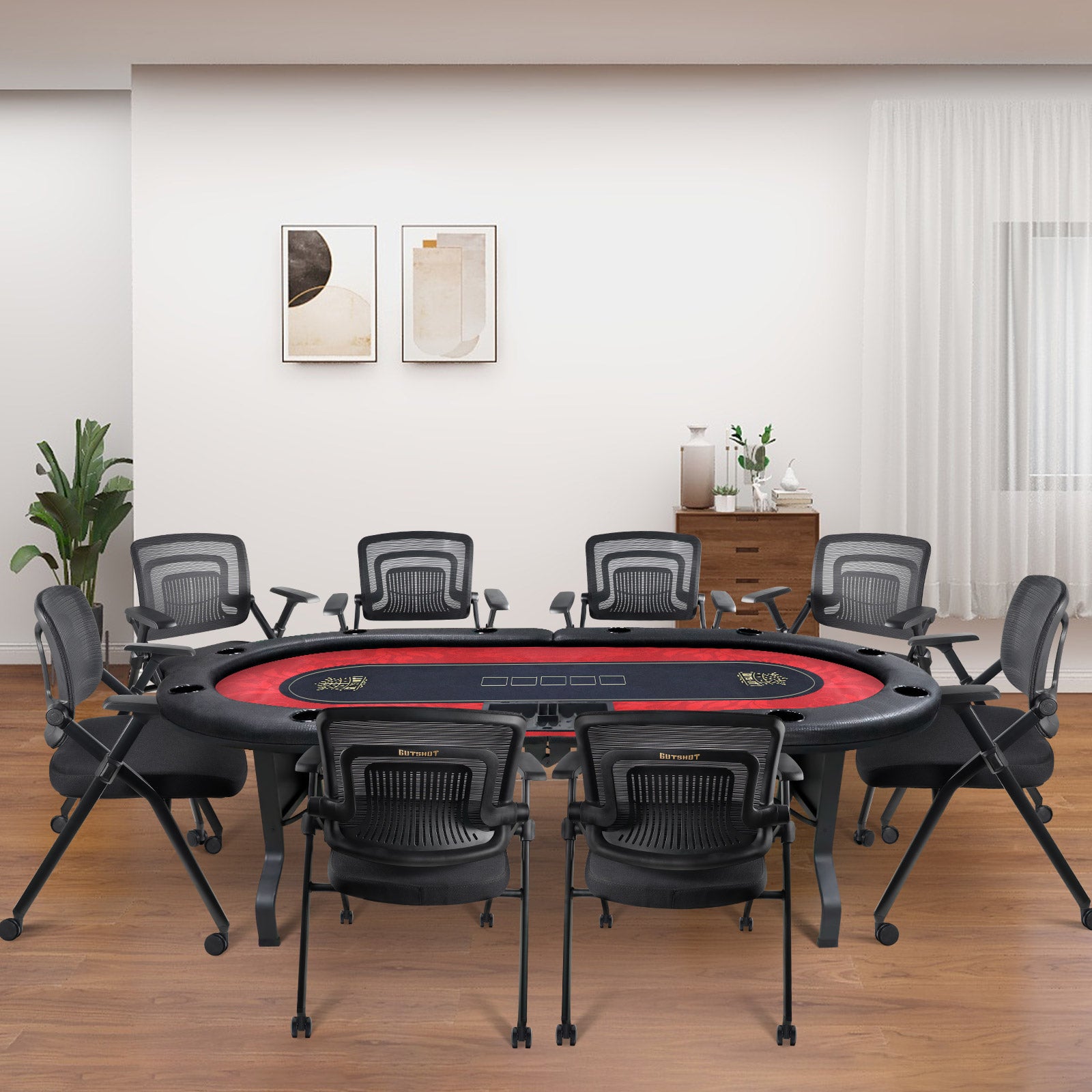GUTSHOT 10 Player Folding Poker Table With Dealer Tray