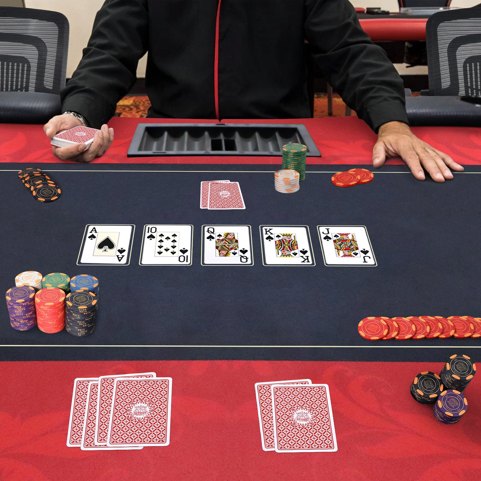 GUTSHOT 10 Player Folding Poker Table With Dealer Tray