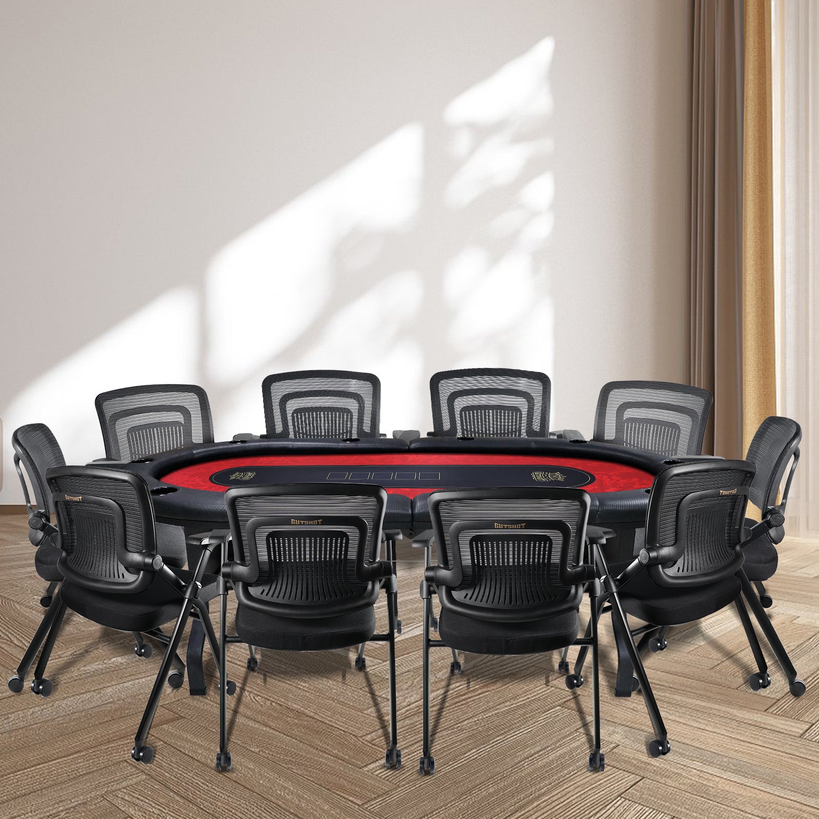 GUTSHOT 10 Player Folding Poker Table With Foldable Legs