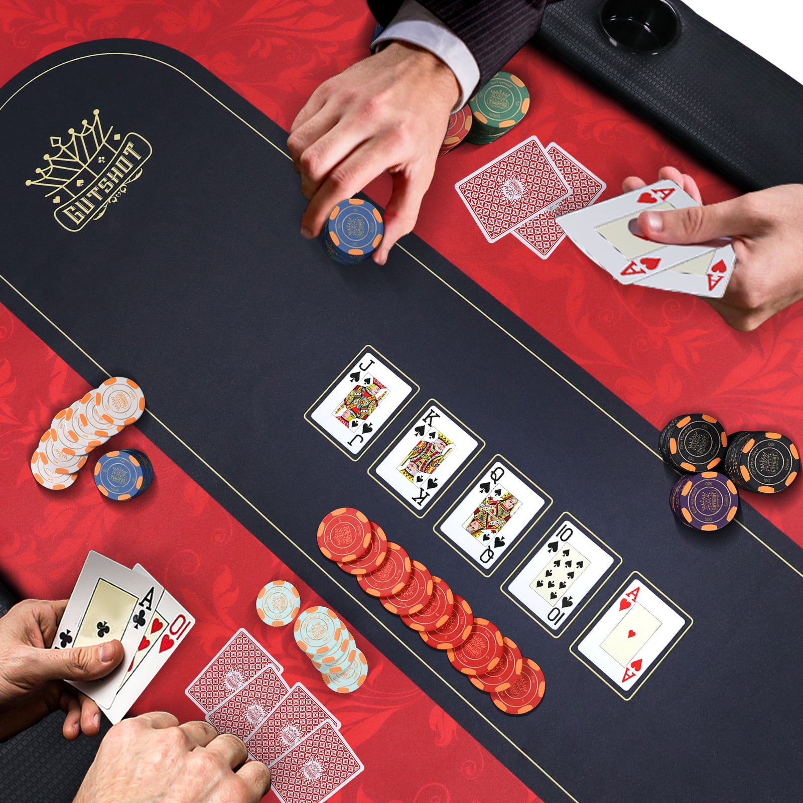 GUTSHOT 10 Player Folding Poker Table With Foldable Legs
