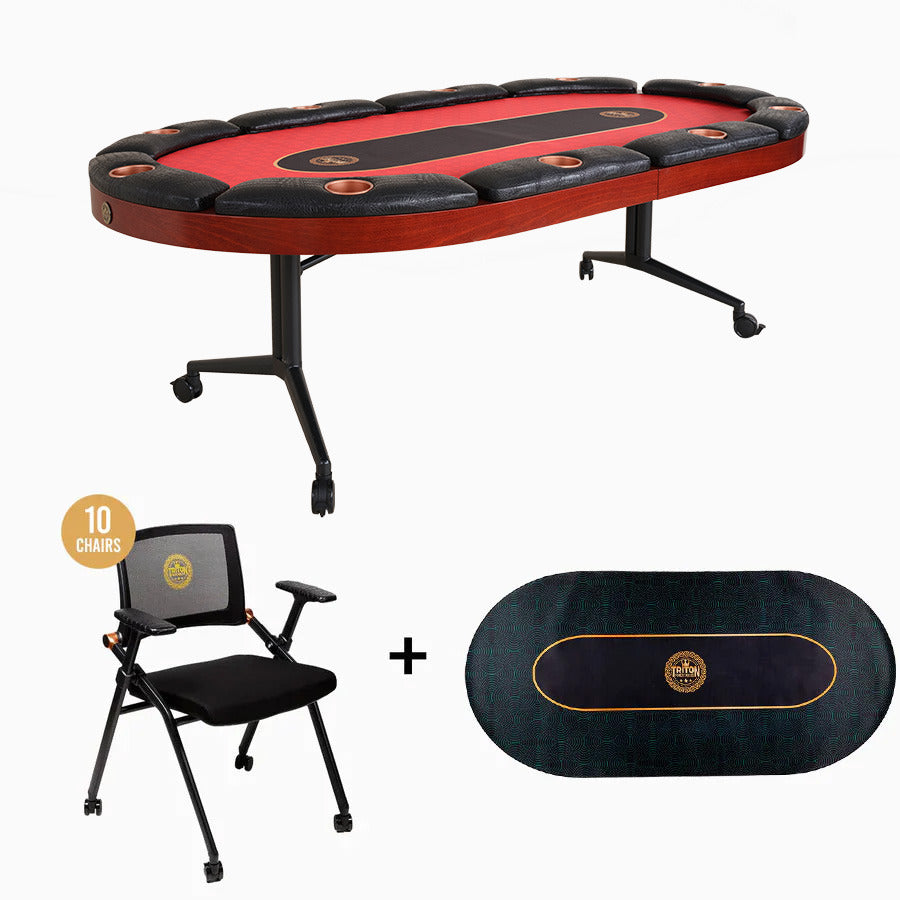 Elite 10 PLAYER POKER TABLE + 10 CHAIRS + 1 EXTRA MAT